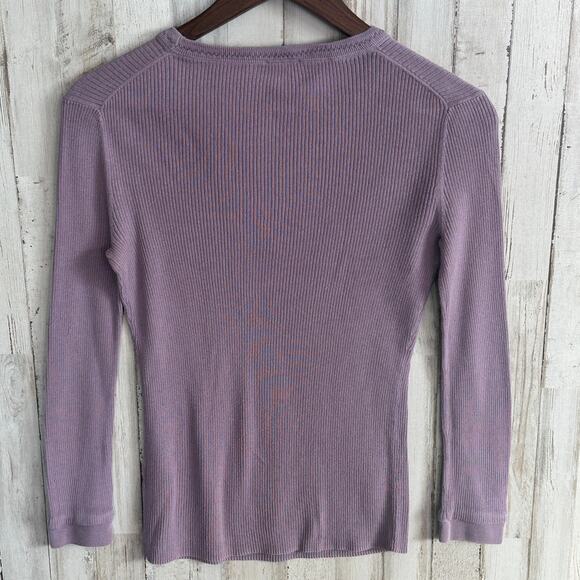 Caslon Ribbed Thermal Shirt Top Medium Lilac Purple 100 Cotton Y2K Soft Girl GUC - Picture 2 of 9